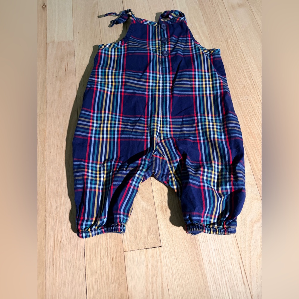 Hanna Andersson Plaid Romper 3-6 Months Heart Pockets Baby One Piece - Picture 4 of 4
